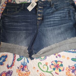 Torrid Blue Jeans Button-Fly Shorts